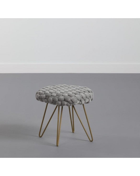 Tabouret velours gris et or - AMBAHEVA
