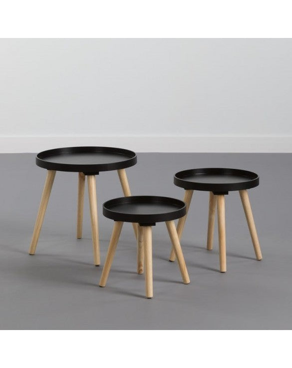 Trio de table d'appoint noir - MARIA